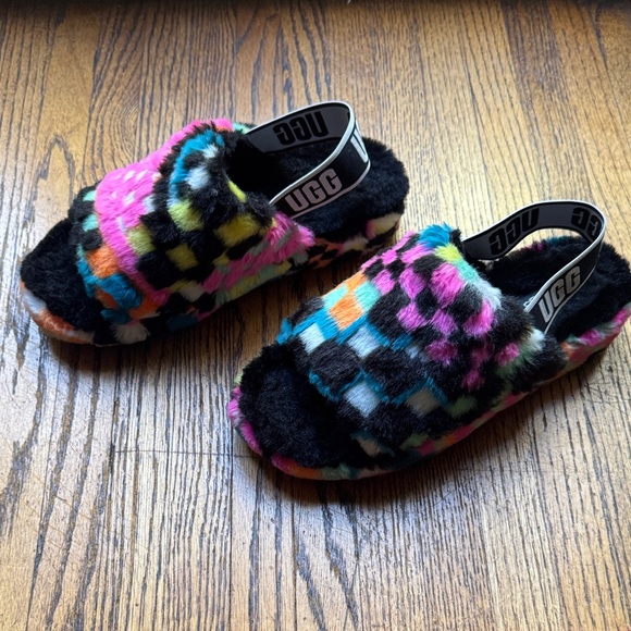 UGG Fluff Yeah Check Slide Sandals Size 8 - Picture 10 of 15